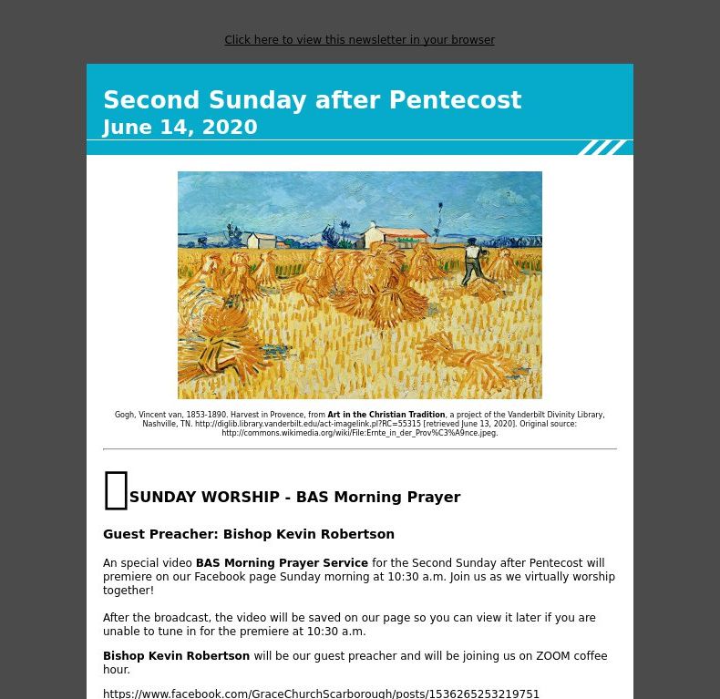Second Sunday after Pentecost  - June 14, 2020