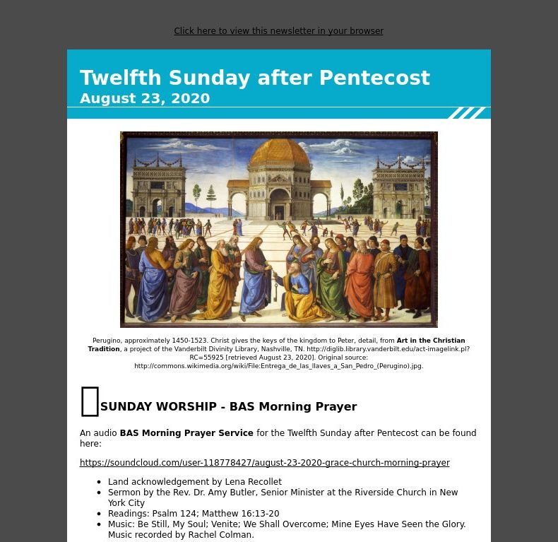 Twelfth Sunday after Pentecost - August 23, 2020
