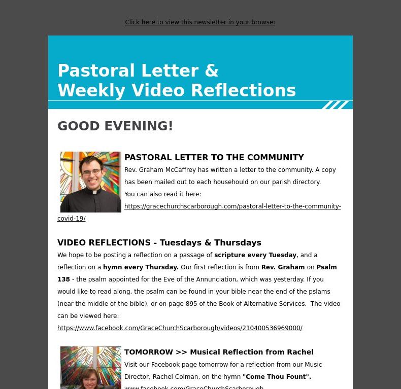 Pastoral Letter & Weekly Video Reflections