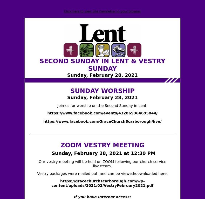 Second Sunday in Lent / Vestry Sunday - February 28