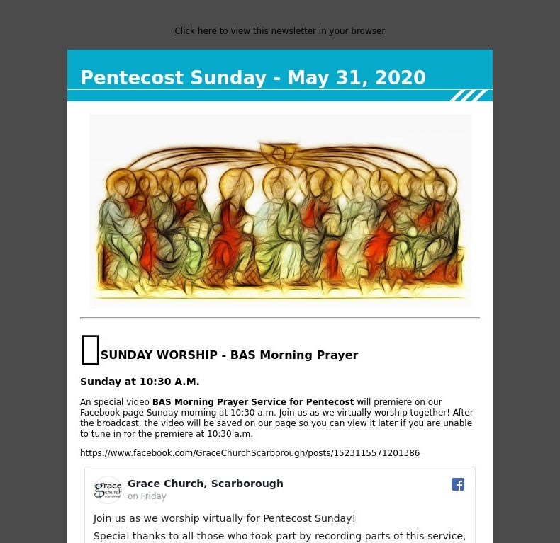 Pentecost Sunday - May 31, 2020