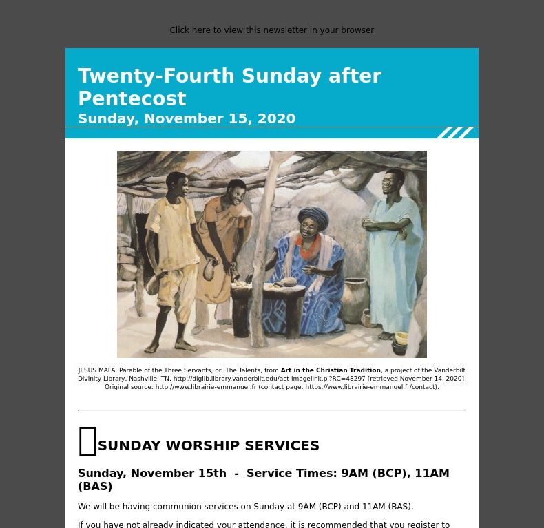 Twenty-Fourth Sunday after Pentecost - Sunday, November 15, 2020