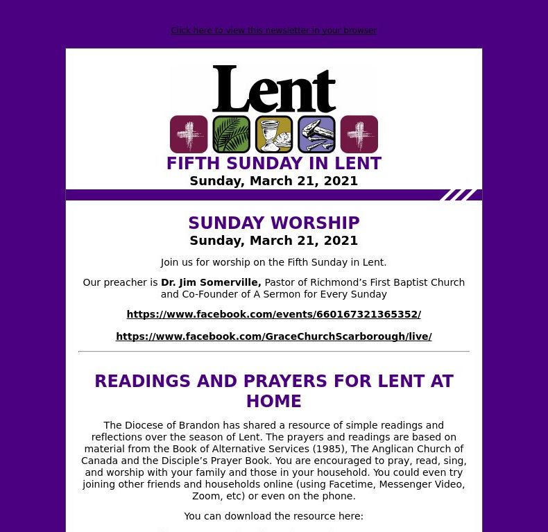 Fifth Sunday in Lent (March 21, 2021)