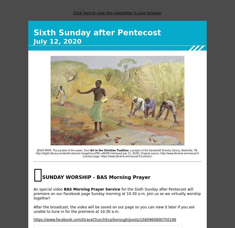 Sixth Sunday after Pentecost  - July 12, 2020