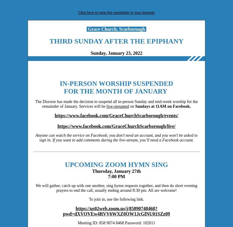 Third Sunday after the Epiphany (January 23, 2022)