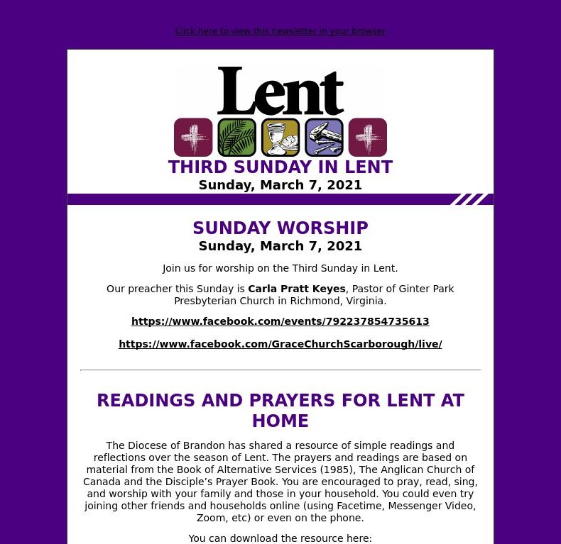 Third Sunday in Lent (March 7, 2021)