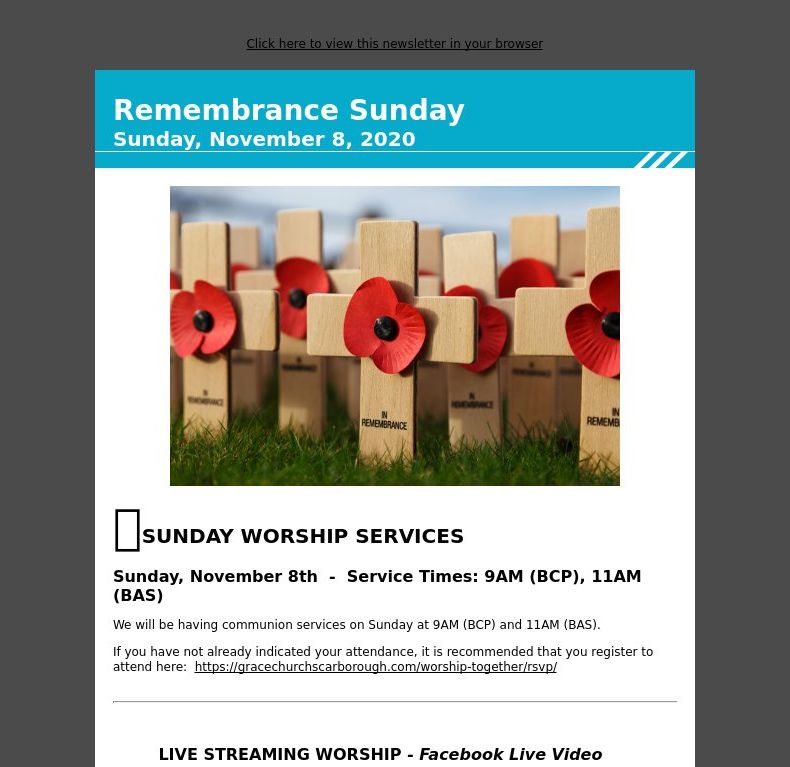 Remembrance Sunday - Sunday, November 8, 2020