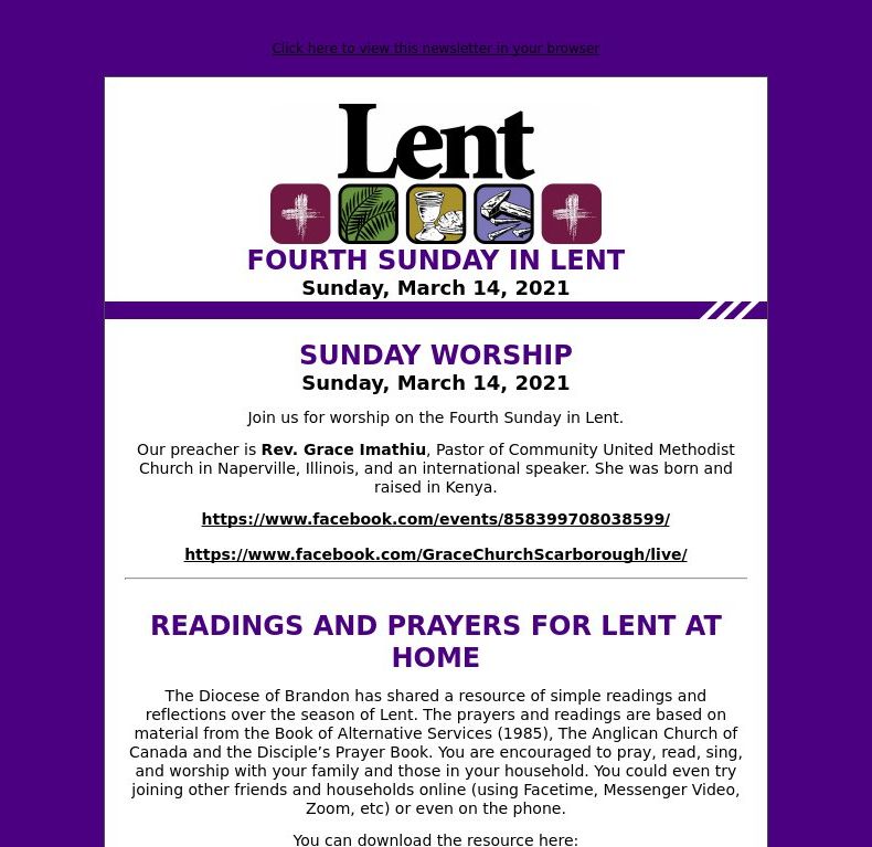Fourth Sunday in Lent (March 14, 2021)