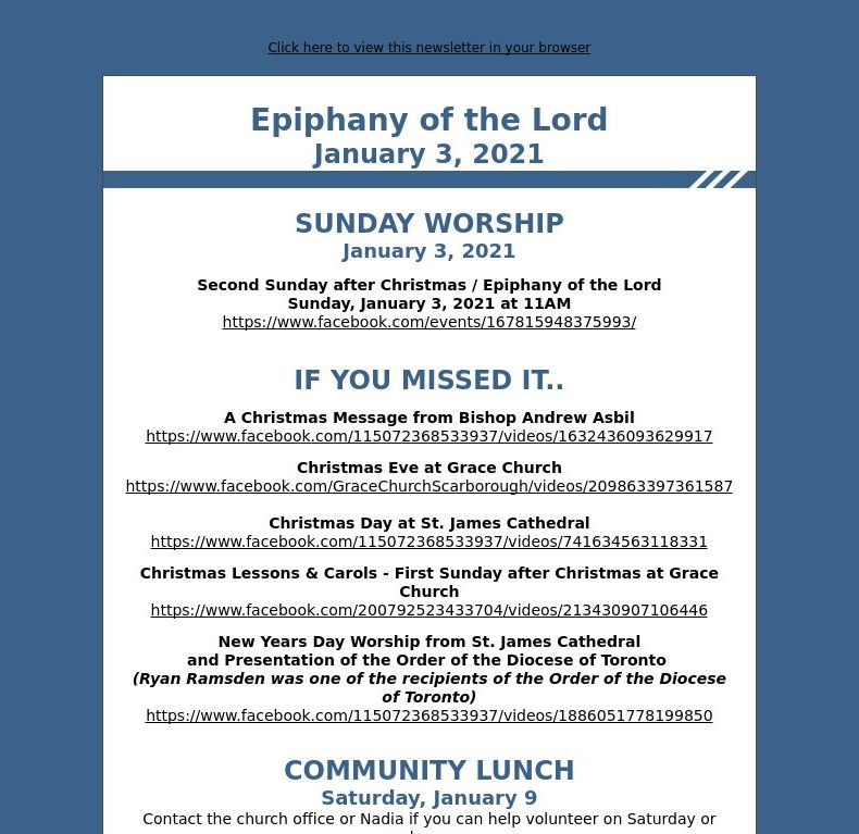 Epiphany of the Lord - Sunday, January 3, 2021